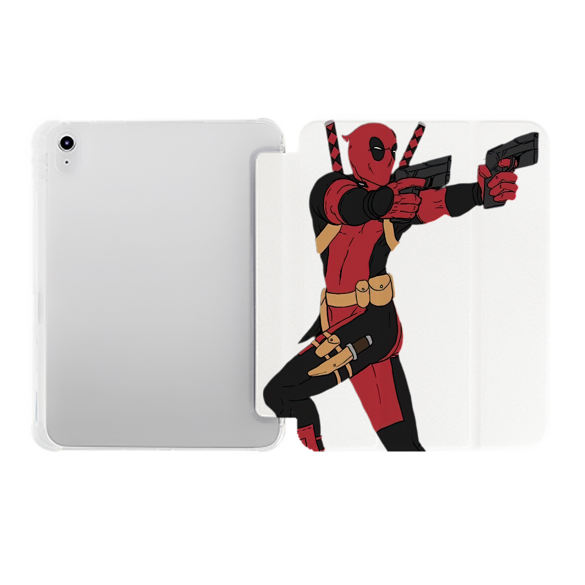 （画像用） Deadpool デッドプール IPad ケース ペン収納付き 三つ折りスタンド PUレザー×シリコン 対応機種9.5/10.5/10.9インチ